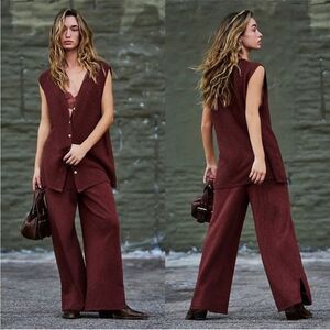 NWT FREE PEOPLE Stockton Sweater Set - Russet